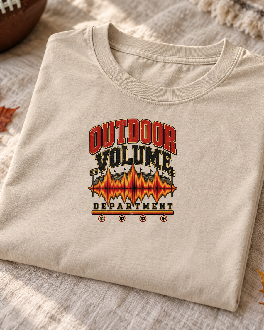 Outdoor Volume Department Premium T Shirt folded detail