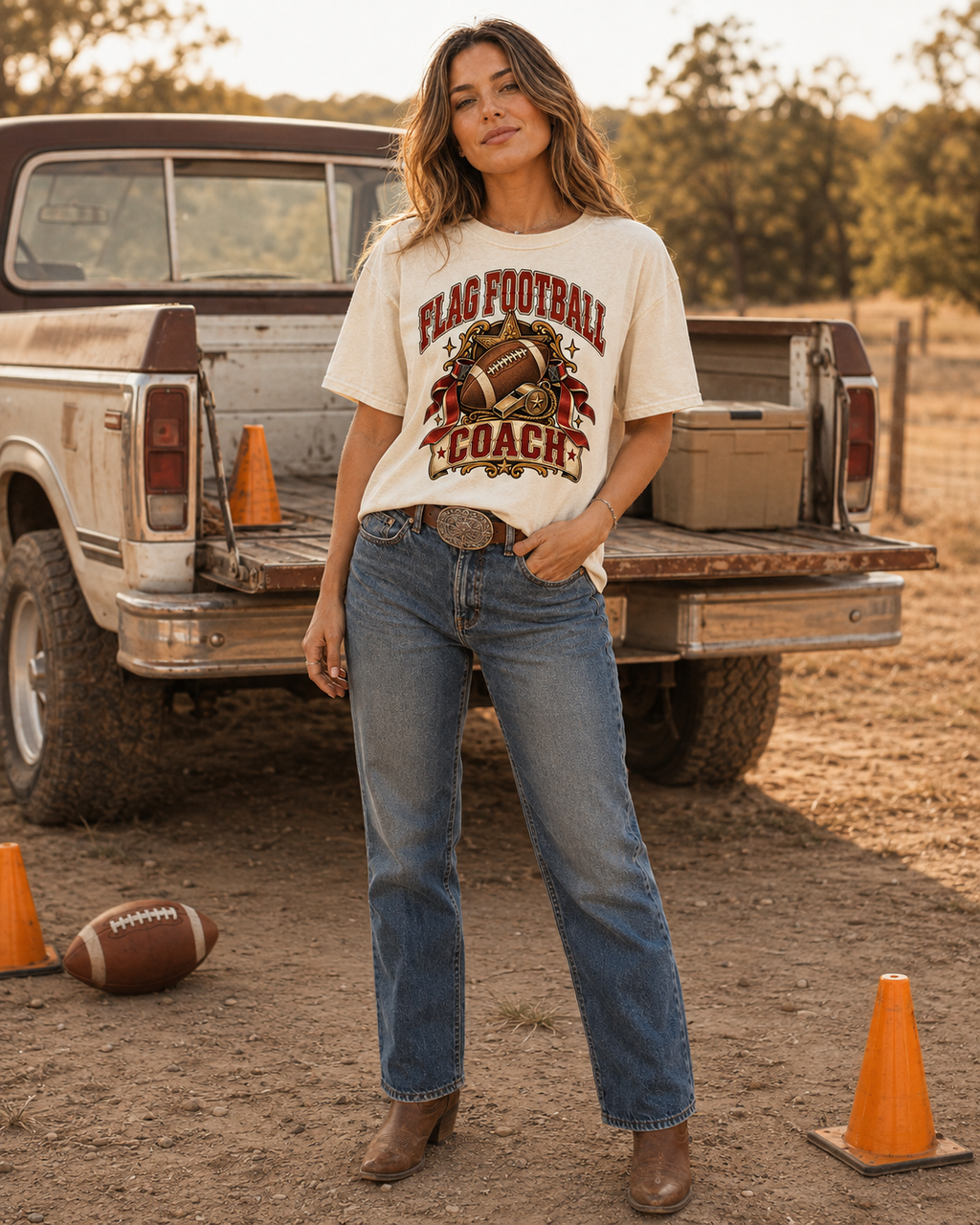 Flag Football Coach T-shirt full outfit mockup