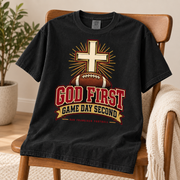 God First Game Day Second San Francisco Comfort Colors 1717 T-shirt mockup 5