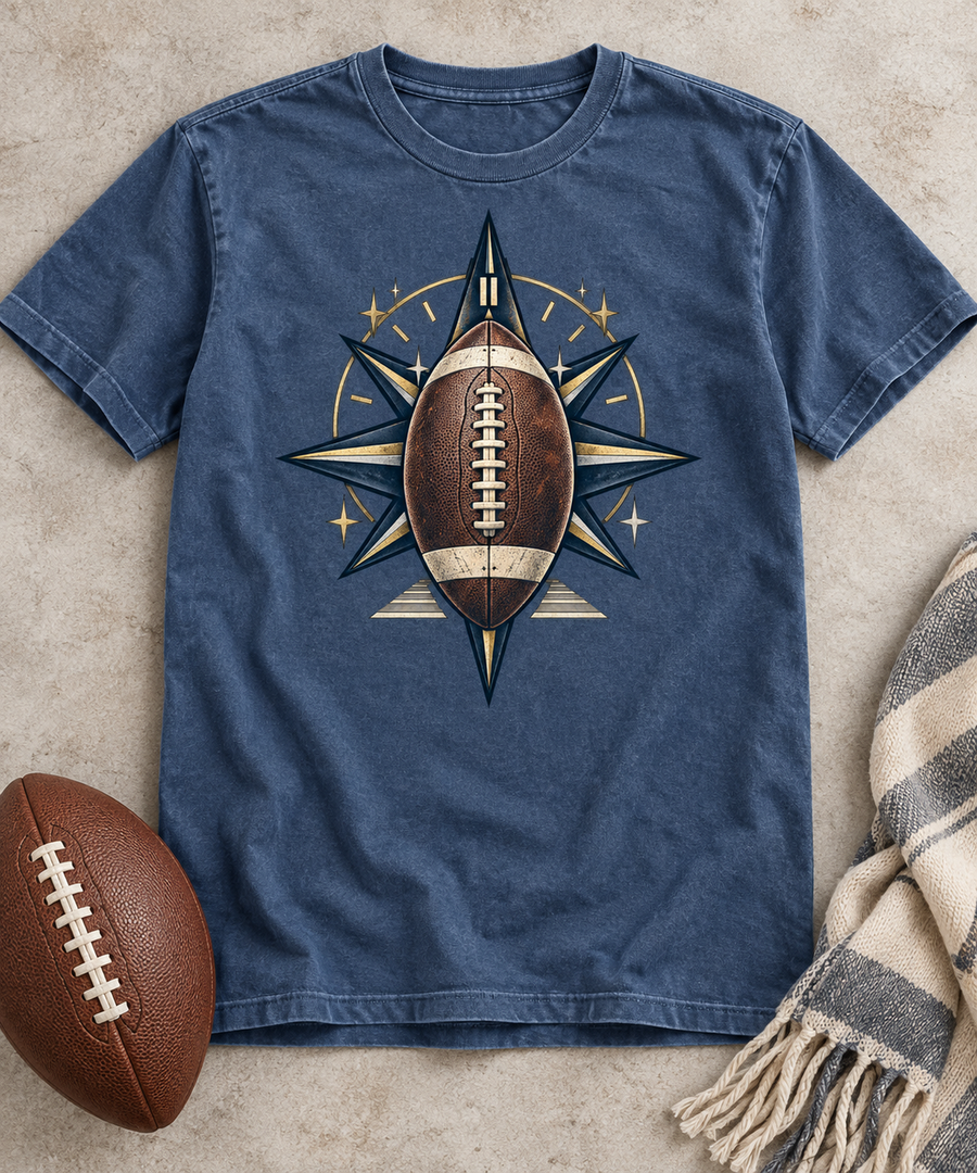 Football Compass Star Comfort Colors flat lay