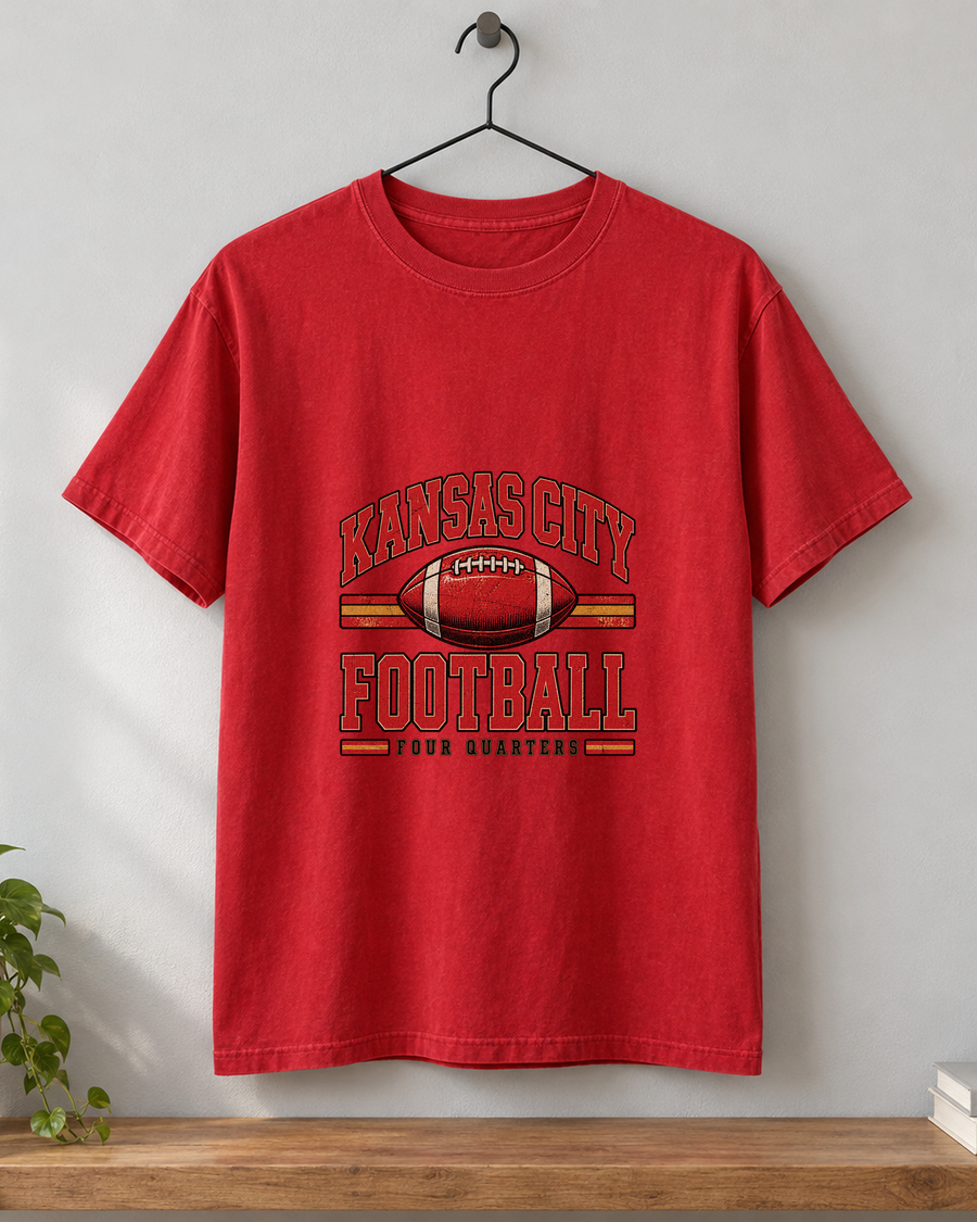 Kansas City Football Retro Varsity Premium T Shirt hanger view