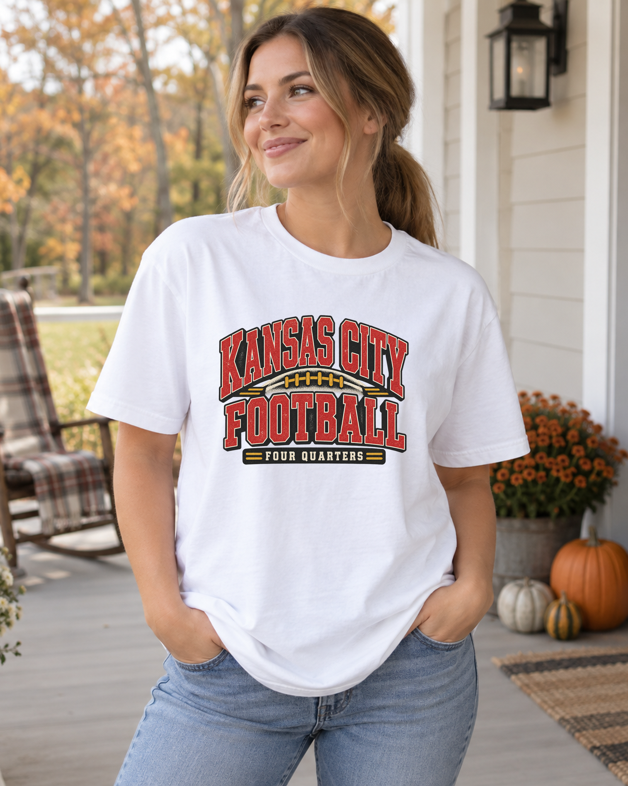 Kansas City Football Four Quarters Premium T Shirt hero model