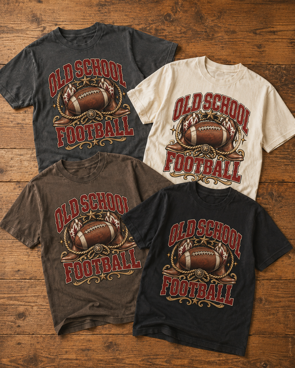 Old School Football T-shirt featured color examples