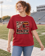 KC Kansas City Collage Premium T Shirt female lifestyle