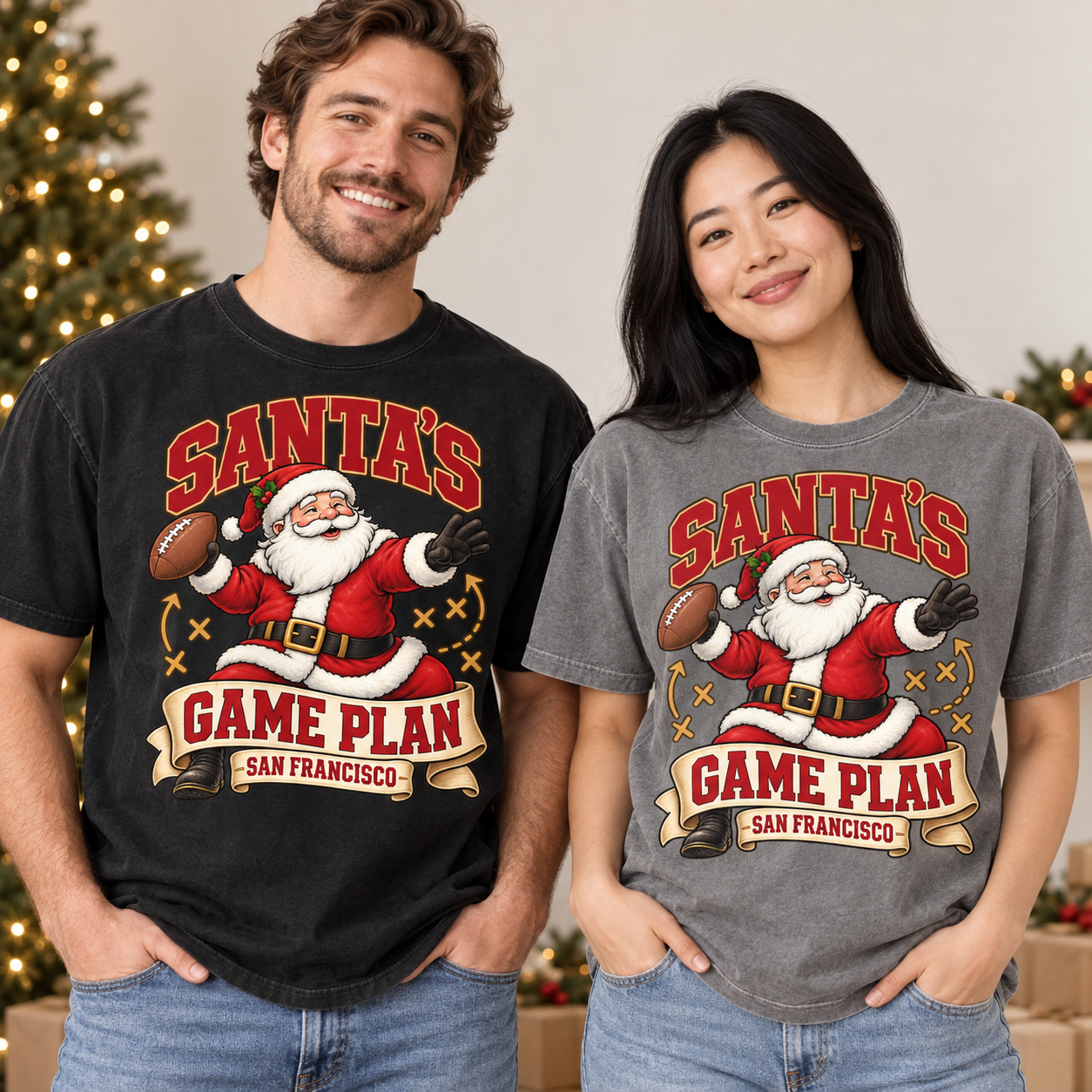 Santa’s Game Plan San Francisco Comfort Colors 1717 T-shirt mockup 2