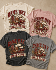 Game Day Girls Club football T-shirt featured color examples