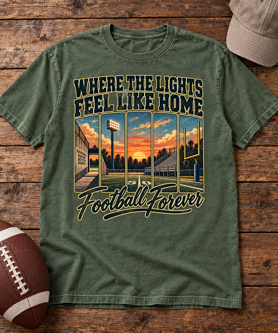 Where The Lights Feel Like Home Comfort Colors flat lay
