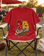State Line Route Premium T Shirt styled scene
