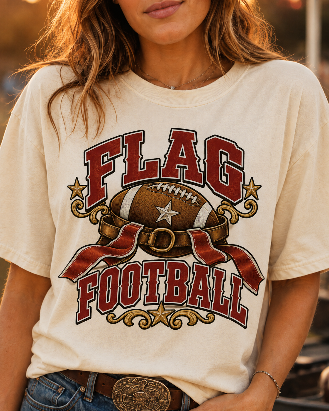 Flag Football premium T-shirt graphic close-up