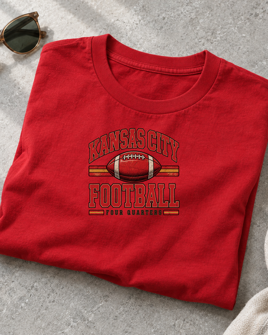 Kansas City Football Retro Varsity Premium T Shirt folded detail