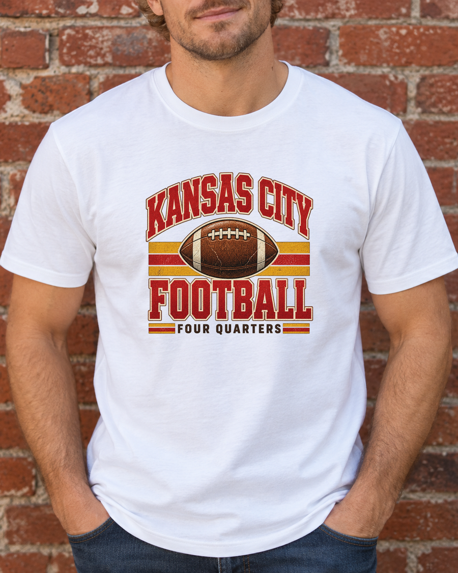 Kansas City Football Four Quarters Heritage Premium T Shirt close up