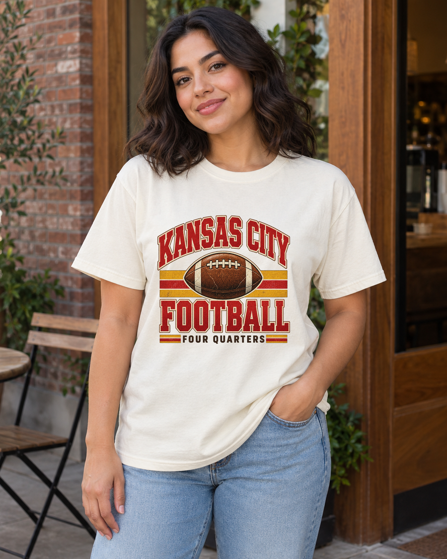 Kansas City Football Four Quarters Heritage Premium T Shirt hero model