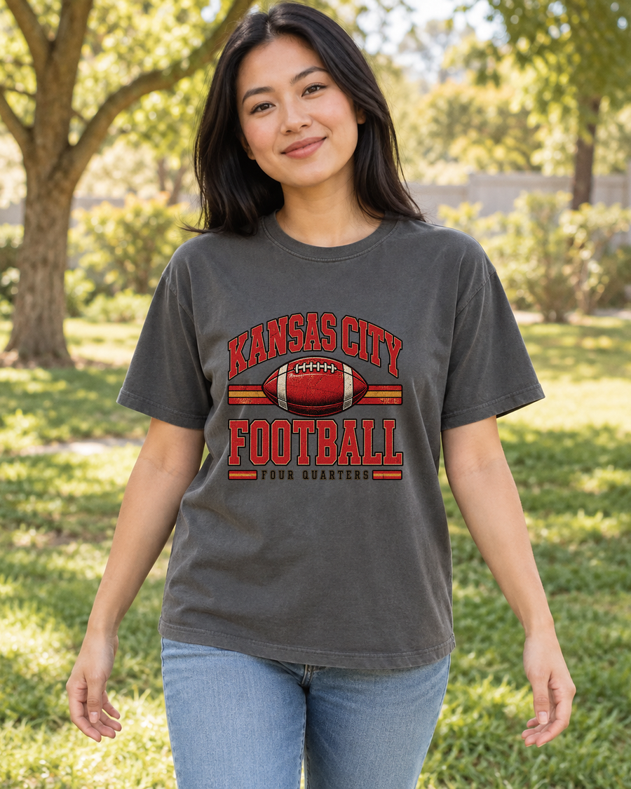 Kansas City Football Retro Varsity Premium T Shirt female lifestyle