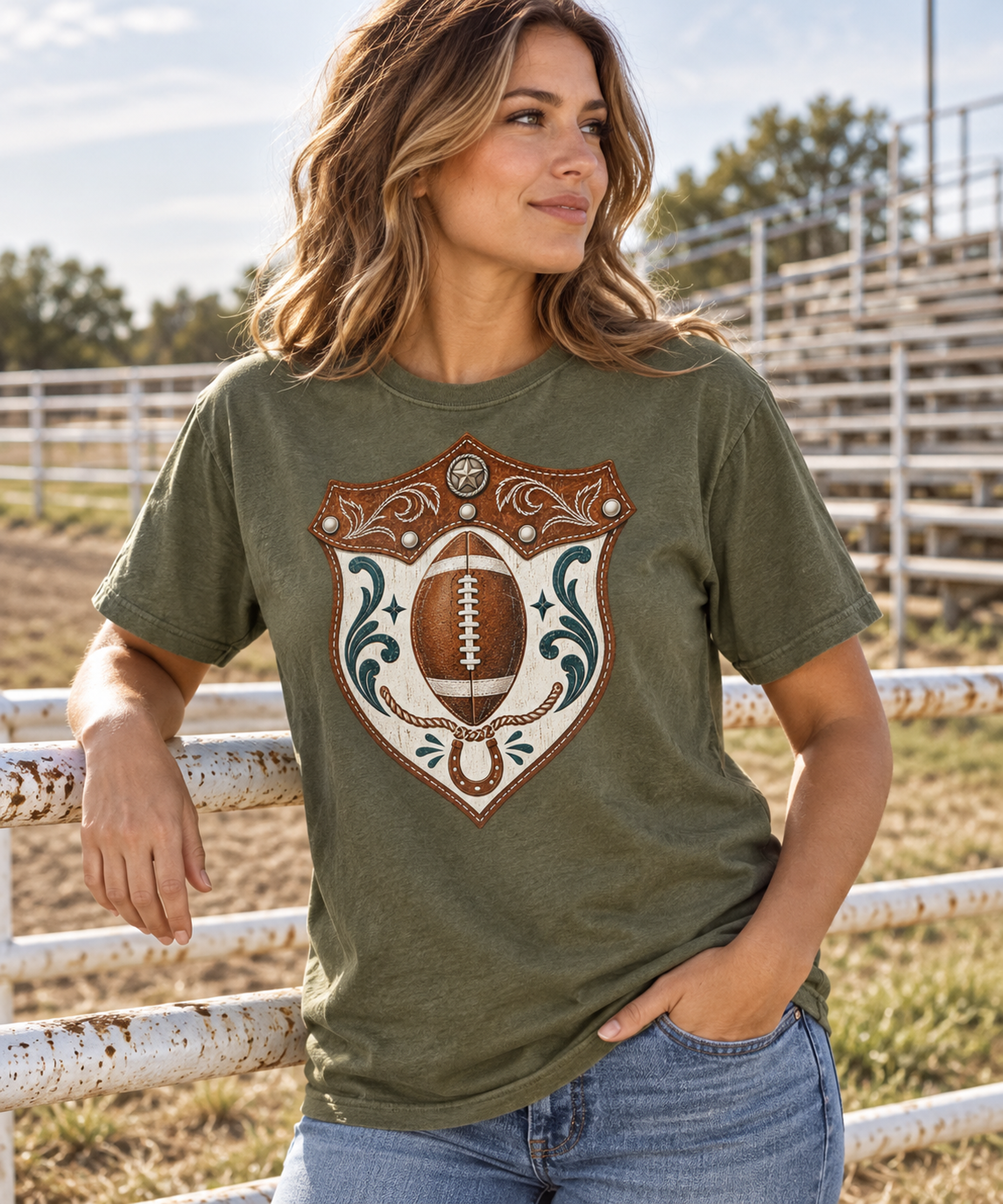 Western Football Shield game day lifestyle mockup