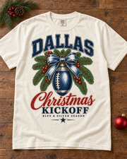 Dallas Christmas Kickoff wreath flat lay