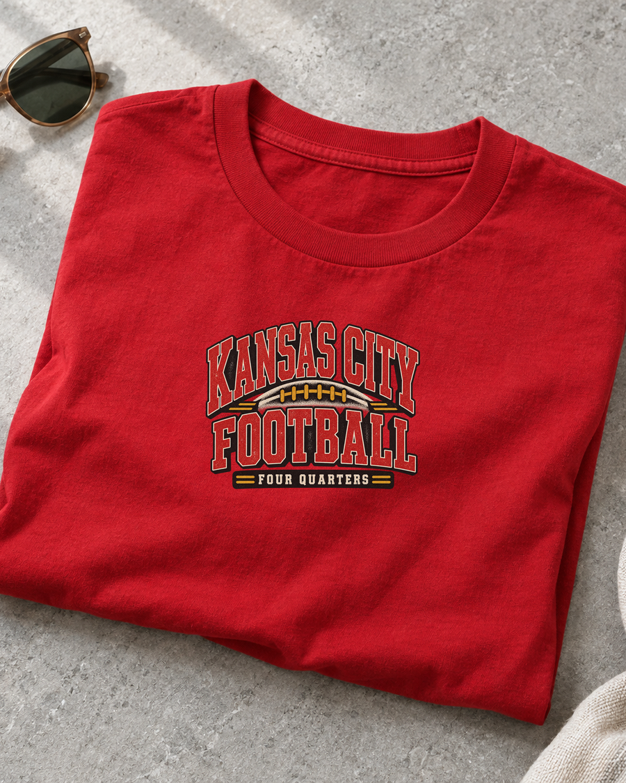 Kansas City Football Four Quarters Premium T Shirt folded detail