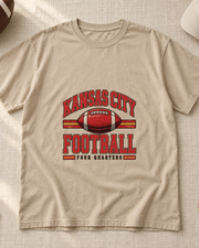 Kansas City Football Retro Varsity Premium T Shirt flat lay