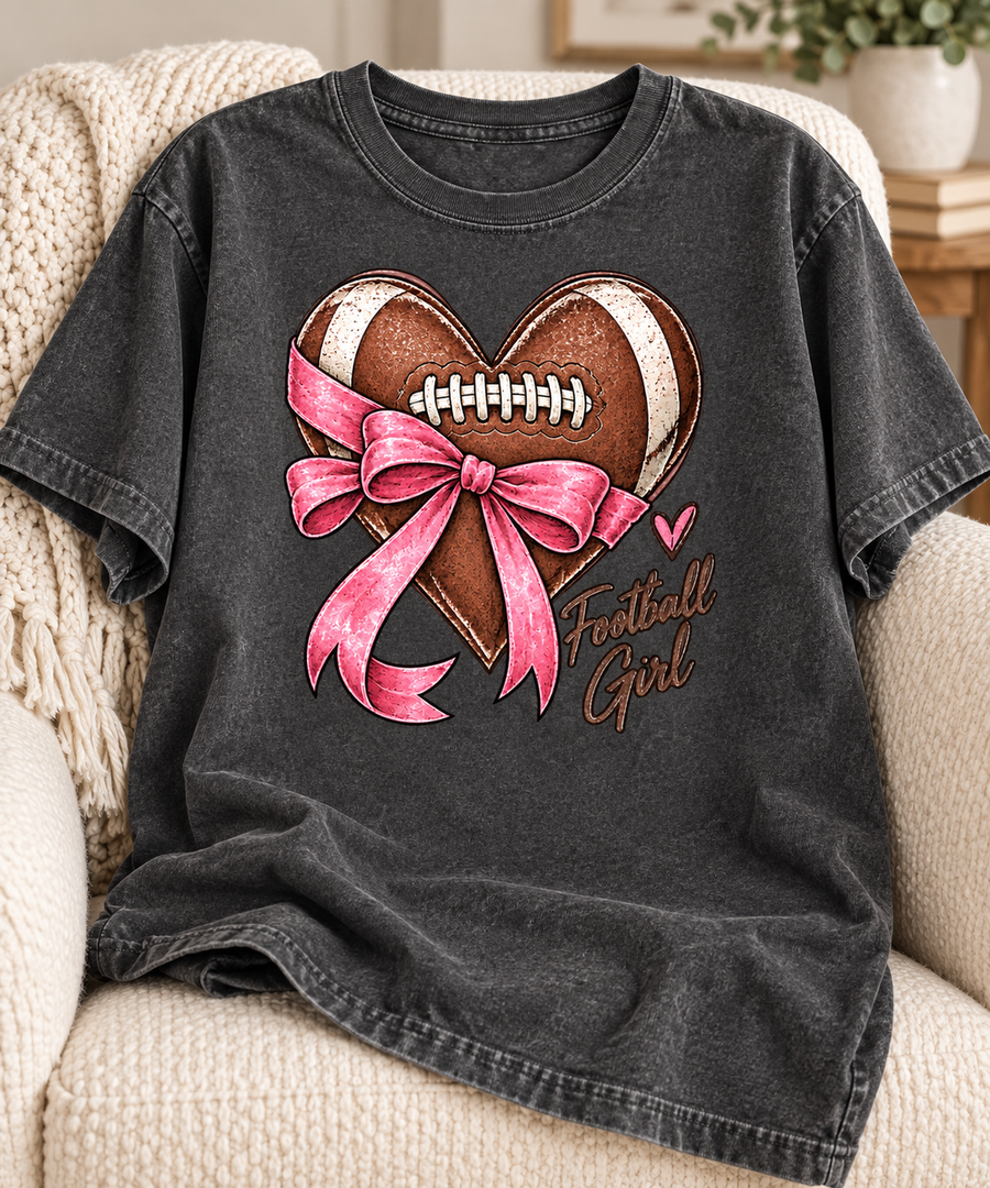 Football Girl Heart T-shirt folded mockup