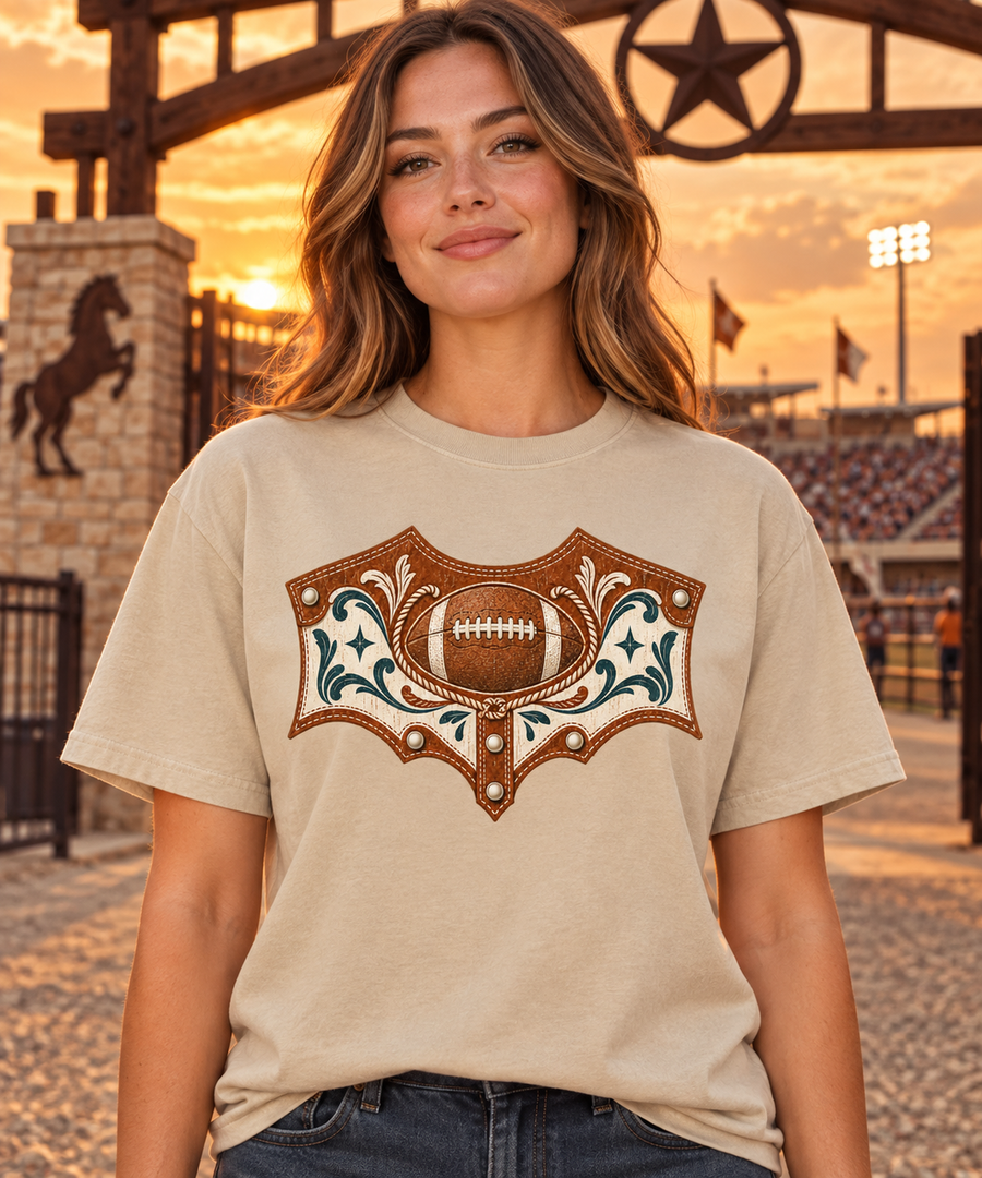 Western Football Banner T-shirt hero model mockup