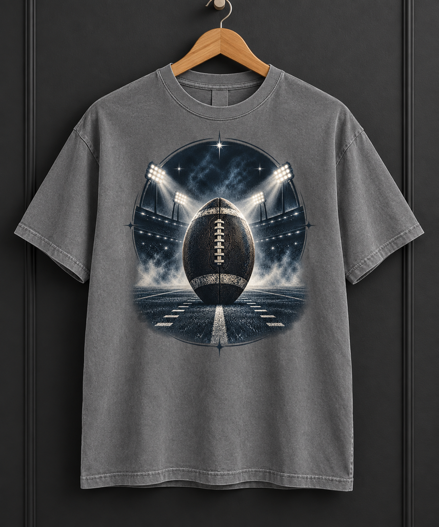 Dark Stadium Football T-shirt hanger mockup