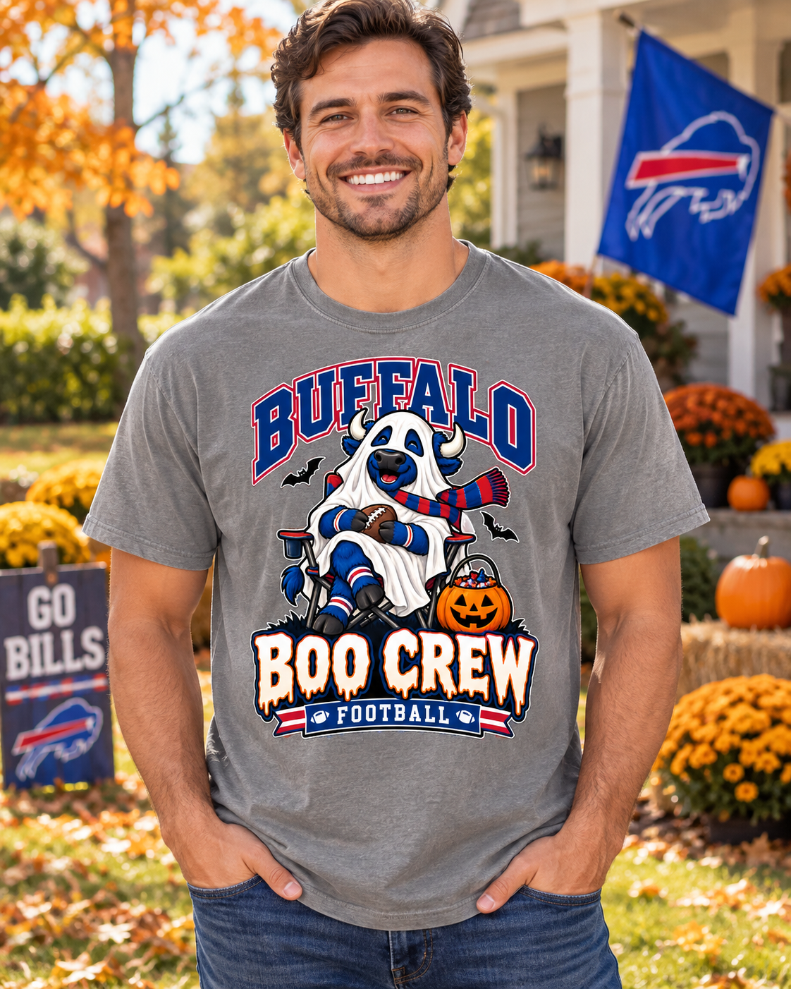 Buffalo Boo Crew Halloween football Comfort Colors 1717 T-shirt mockup 2
