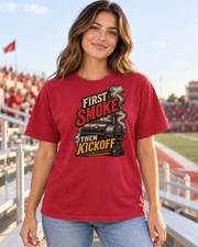 First Smoke Then Kickoff Kansas City Premium T Shirt hero model