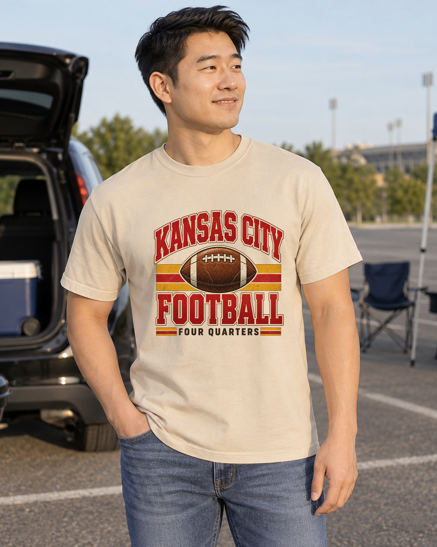 Kansas City Football Four Quarters Heritage Premium T Shirt male lifestyle