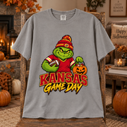 Grinch Kansas City Game Day – Comfort Colors Halloween Football T-Shirt mockup 3
