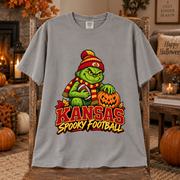 Grinch Kansas City Spooky Football – Comfort Colors Halloween T-Shirt mockup 3