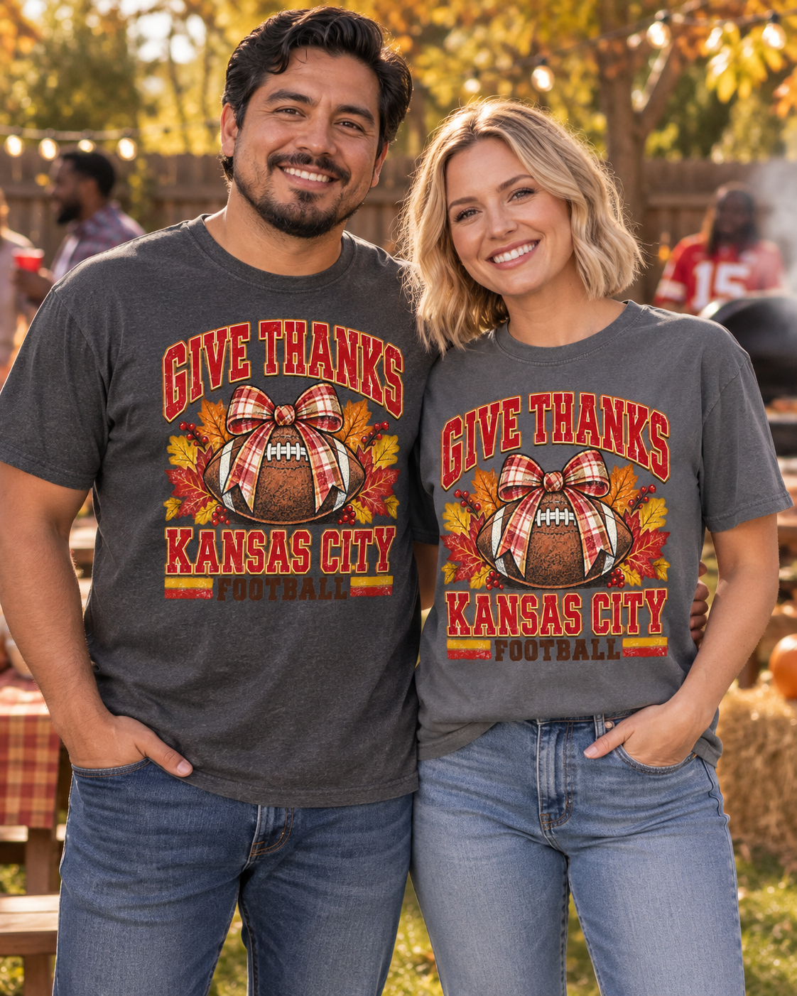 Give Thanks Kansas City Football couple lifestyle mockup
