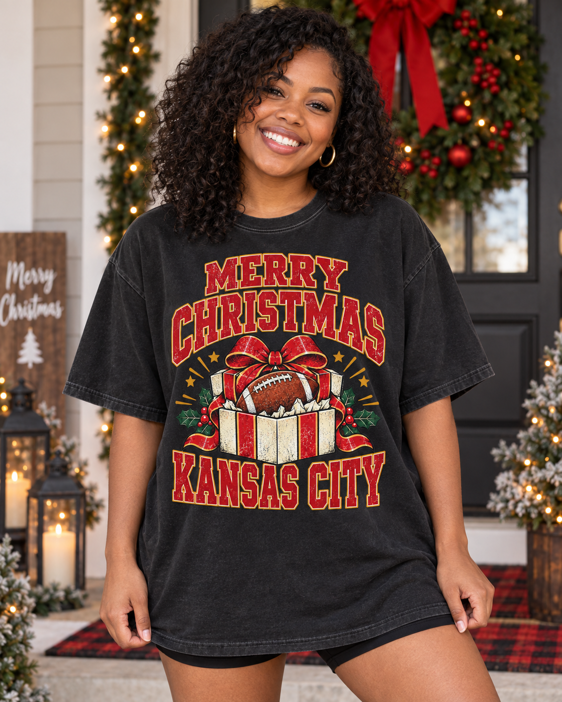Merry Christmas Kansas City premium T shirt model mockup