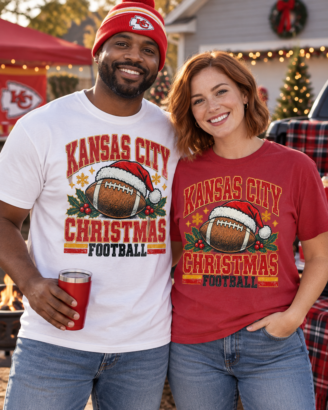 Kansas City Christmas Football couple lifestyle mockup