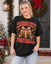 Kansas City Christmas bow football premium T shirt model mockup