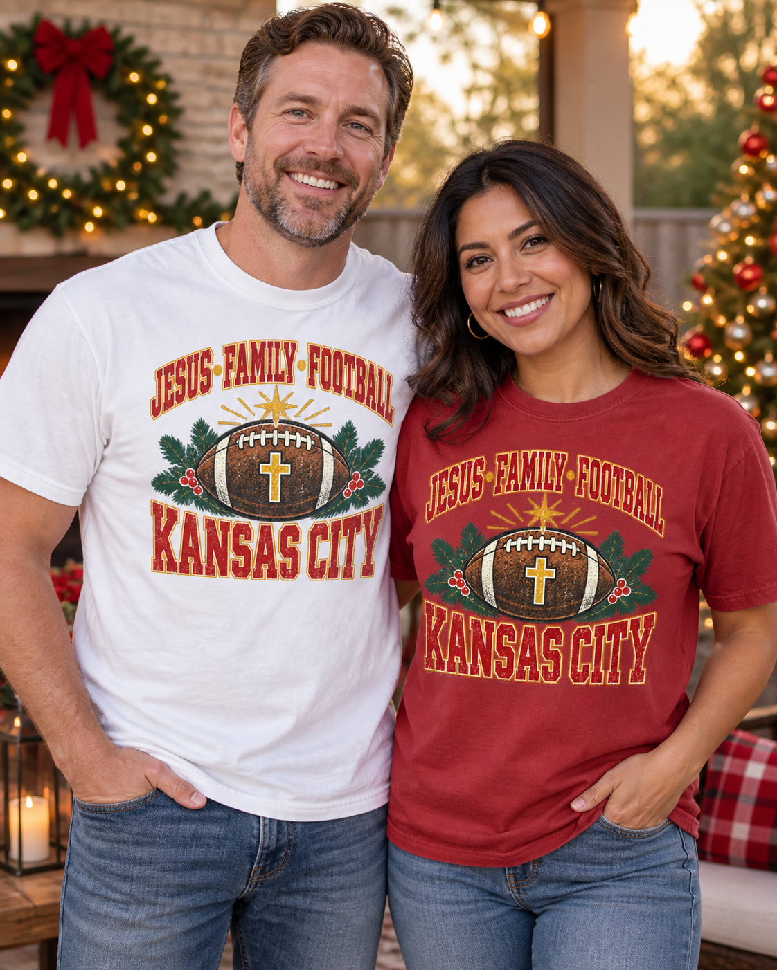 Jesus Family Football Kansas City couple lifestyle mockup