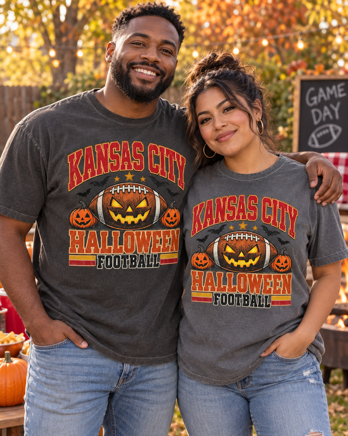 Kansas City Halloween Football couple lifestyle mockup