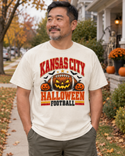 Kansas City Halloween Football hanging tee mockup