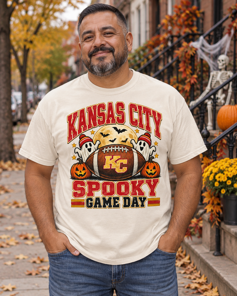 Kansas City Spooky Game Day hanging tee mockup