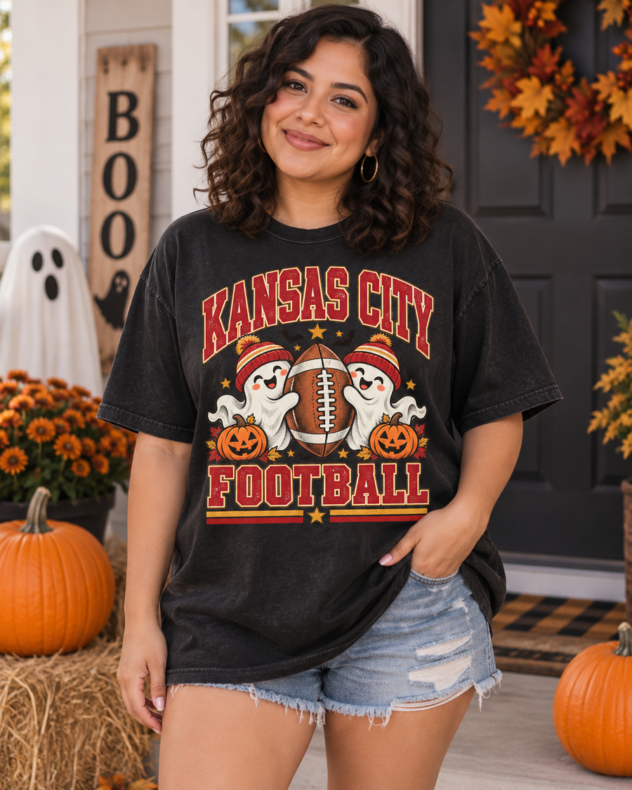 Kansas City Ghost Football Halloween premium T shirt model mockup