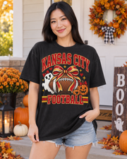 Kansas City Halloween bow football premium T shirt model mockup