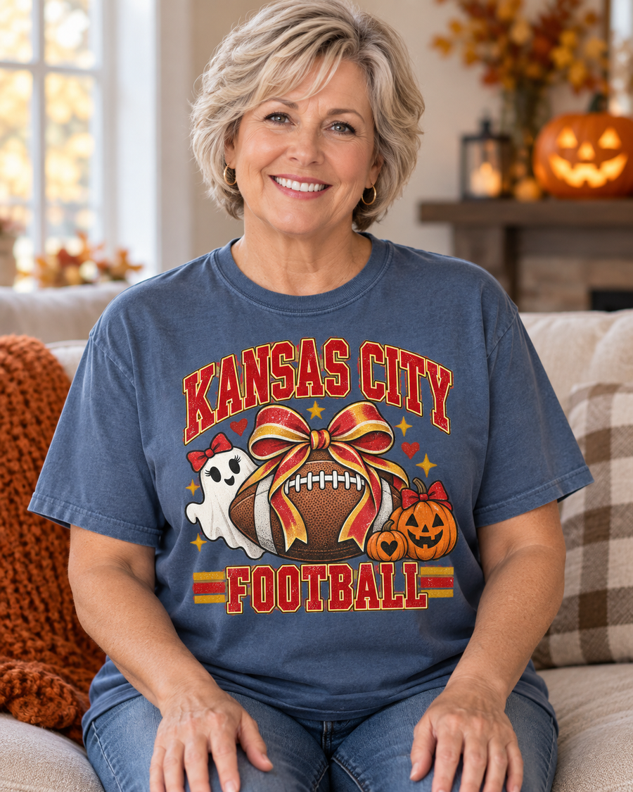 Kansas City Halloween bow football product lifestyle mockup