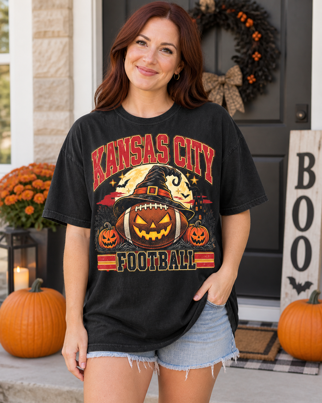 Kansas City Witchy Football premium T shirt model mockup