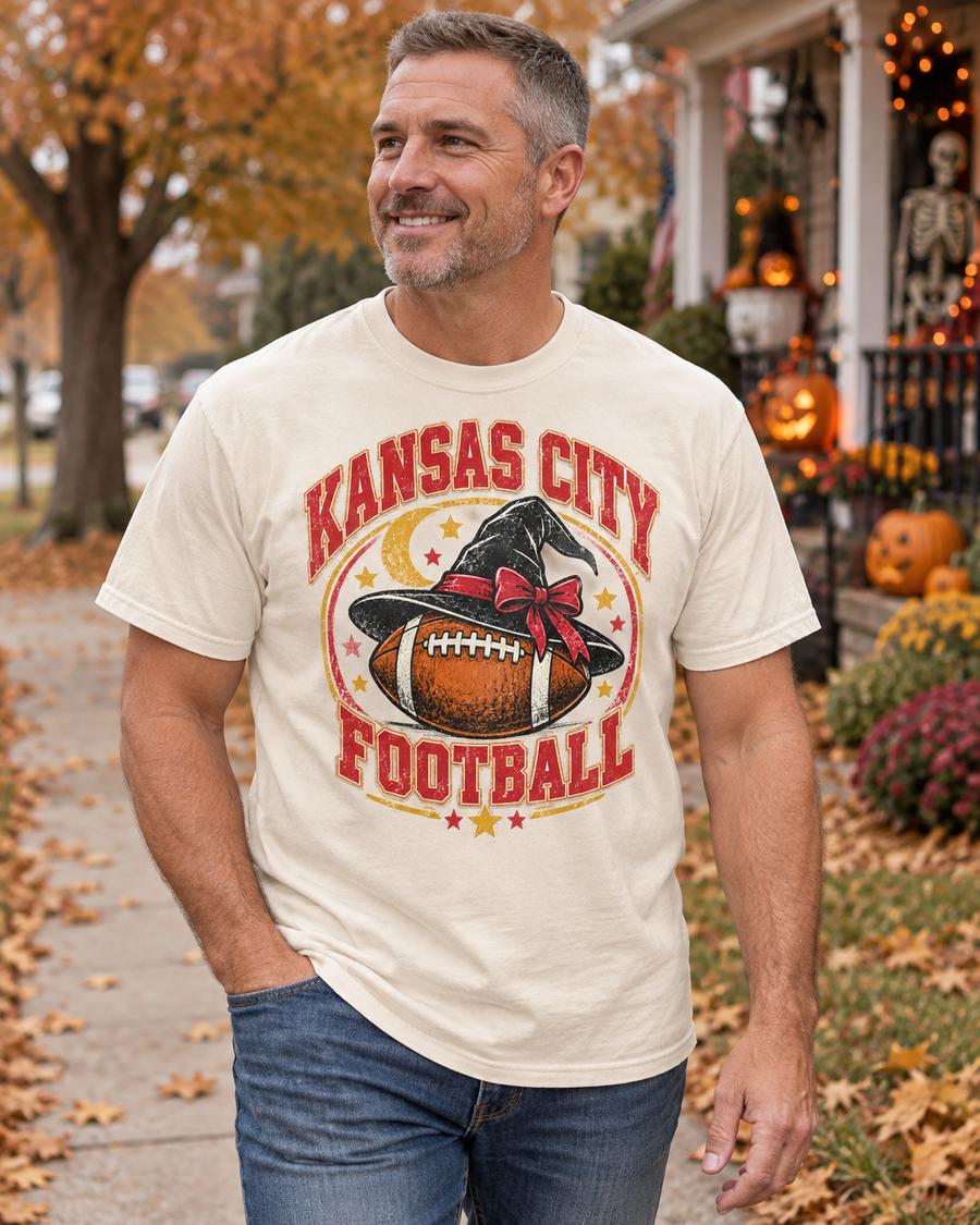 Kansas City Football Harvest Wreath hanging tee mockup