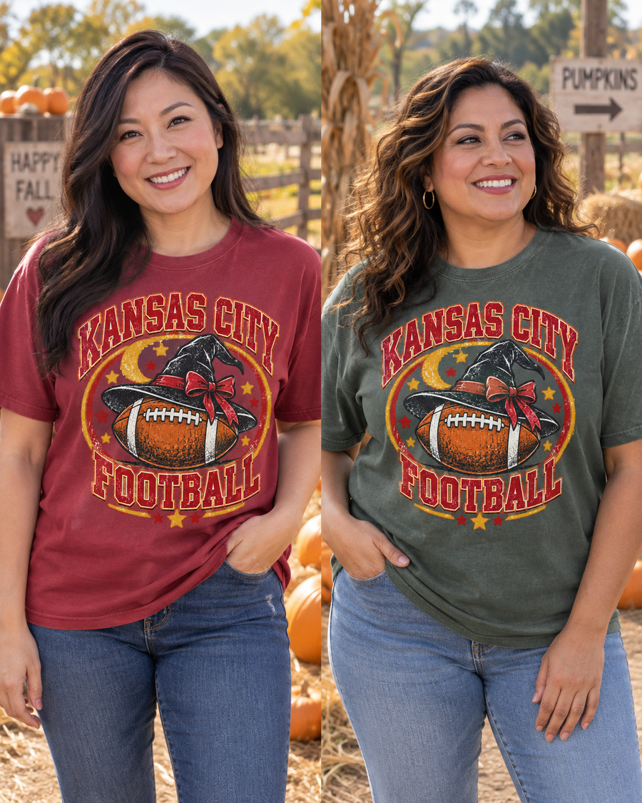 Kansas City Football Harvest Wreath flat lay tee mockup
