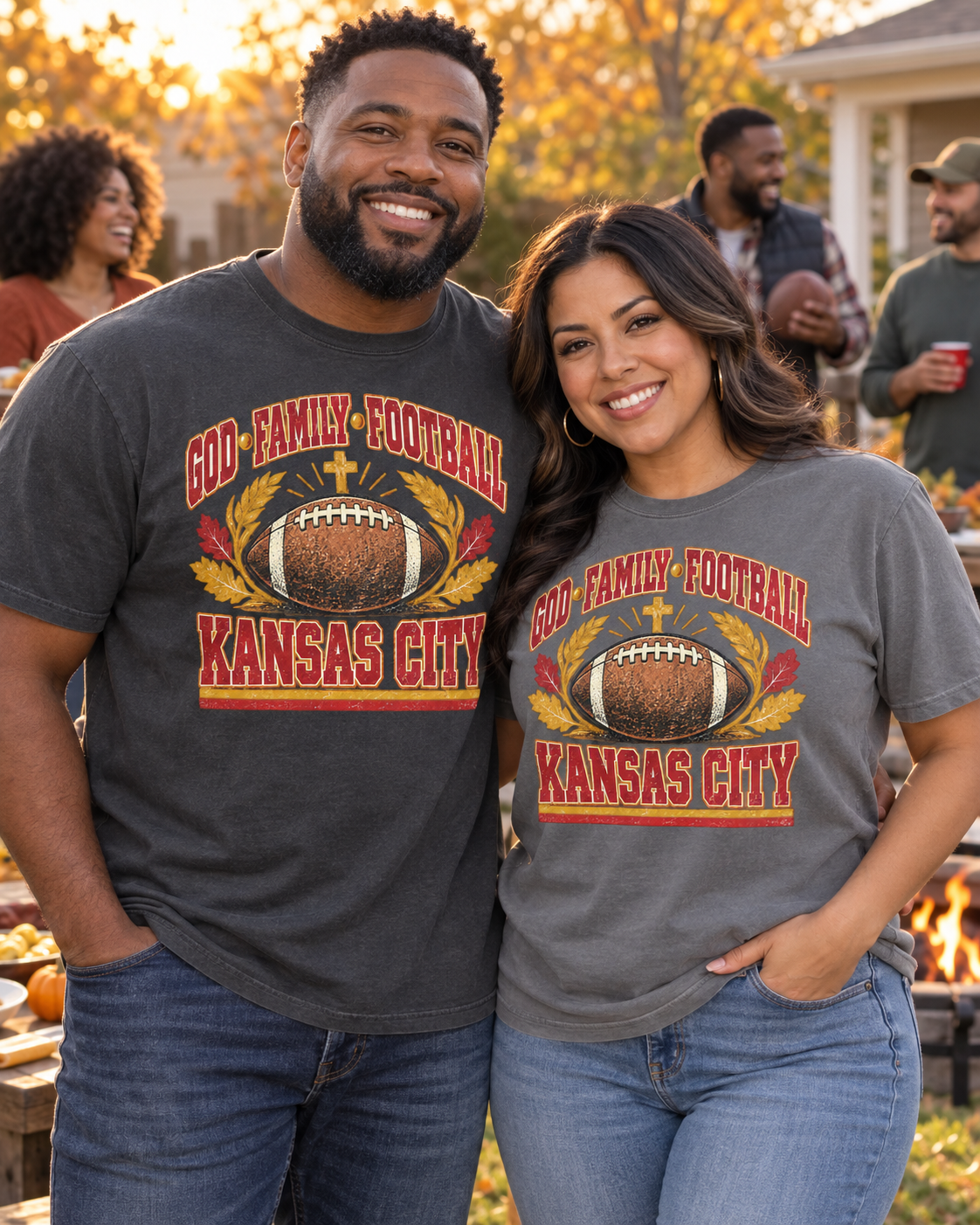 God Family Football Kansas City Fall couple mockup