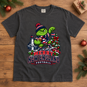 Grinch Merry New England Football – Comfort Colors Christmas T-Shirt mockup 2