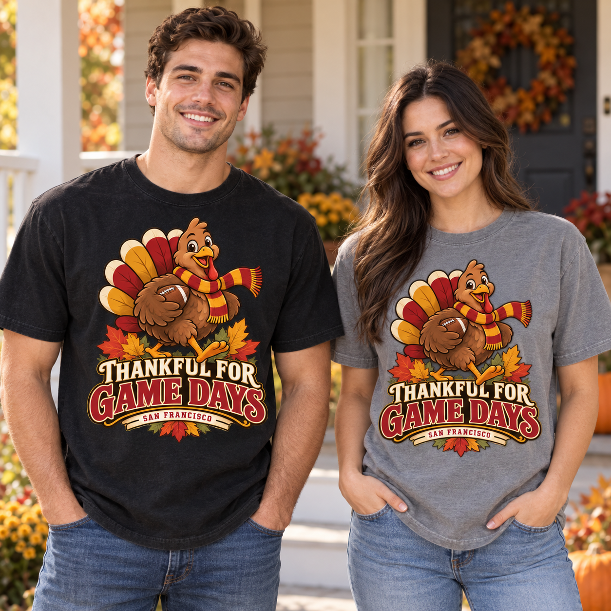 San Francisco football Thankful for Game Days Comfort Colors 1717 T-shirt mockup 2