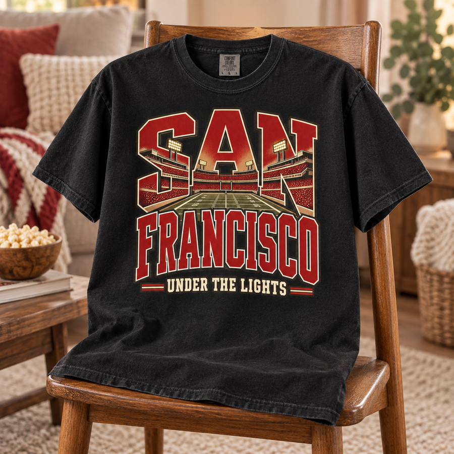 San Francisco Under the Lights Comfort Colors 1717 T-shirt mockup 5
