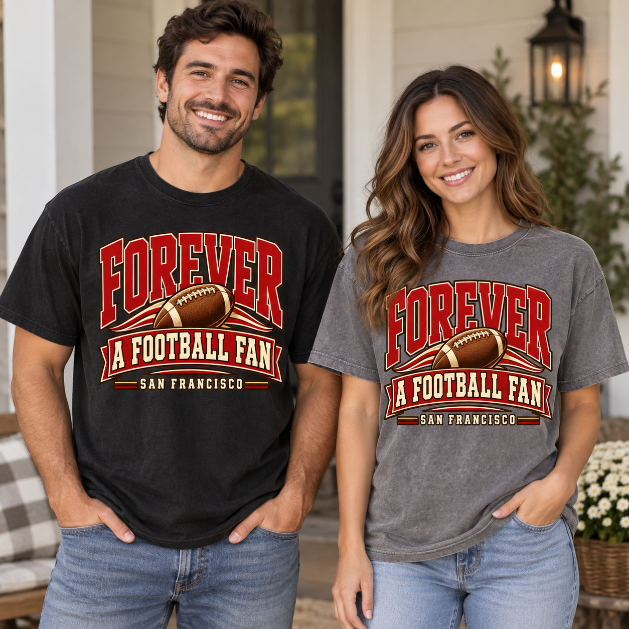 Forever a Football Fan San Francisco Comfort Colors 1717 T-shirt mockup 2