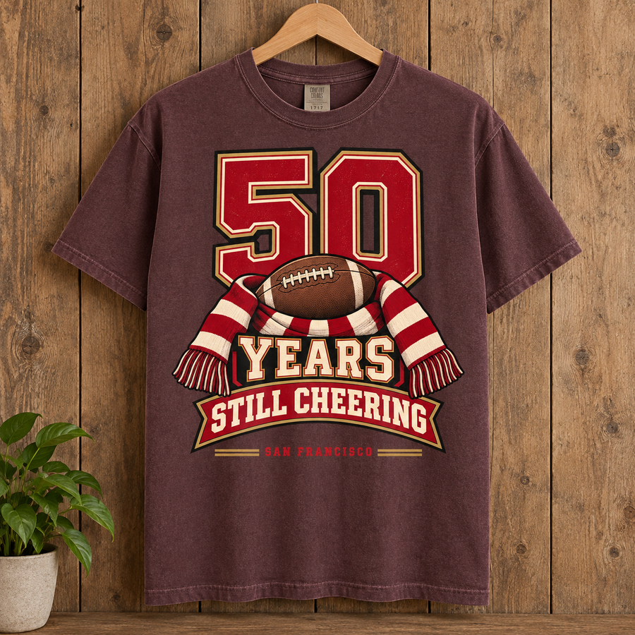 50 Years Still Cheering San Francisco Comfort Colors 1717 T-shirt mockup 3