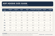AOP Hoodie Size Guide - S to 5XL